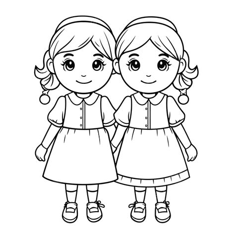 girls  standing  coloring pages outline sketch drawing vector wing