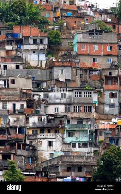 hillside favela  rio de janeiro brazil  slums  home  stock photo  alamy