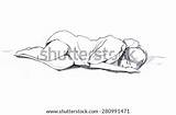 Lying Sketch Woman Stock Drawn Hand Couch Shutterstock Sleeper sketch template