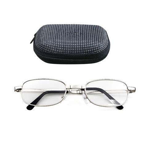 Portable Folding Reading Glasses Oval Metal Frame