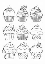 Cupcake Colouring sketch template