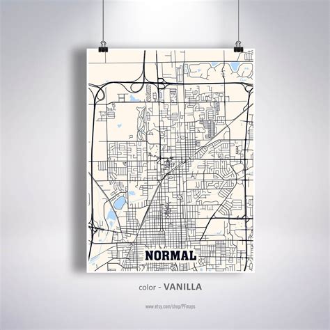 normal map print normal city map illinois il usa map poster etsy