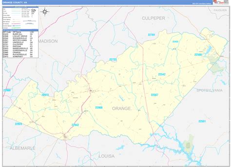 orange county va zip code wall map basic style  marketmaps mapsales