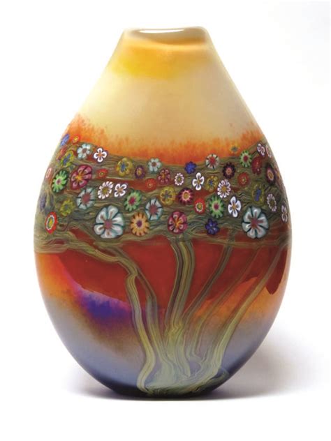 Ken And Ingrid Hanson Art Glass Vines Vase Mango Pouch