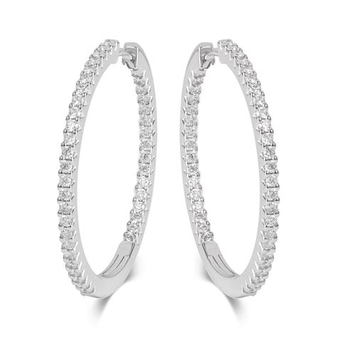 ct white gold diamond large hoop earrings
