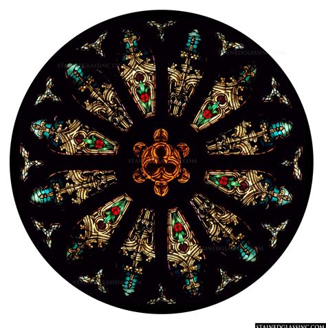 Gothic Rose Window Religious Stained Glass Window