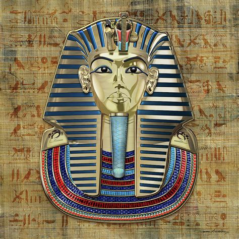 King Tut Tutankhamun S Gold Death Mask Over Egyptian