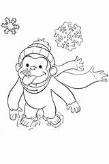 Coloring Curious George Pages Winter Christmas Color Printable Kids Snow Pbs Da Colorare Curioso Colouring Print Disegni Face Scene Monkey sketch template