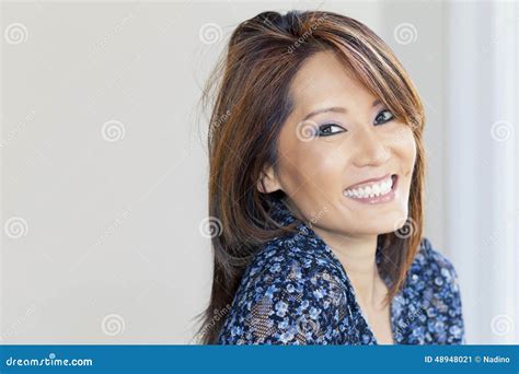 Portrait Of A Mature Asian Woman Smiling Stock Image Image Of Adult