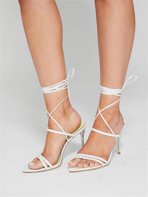 strappy lace  heeled sandal true white womens marciano shoes