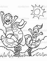 Playing Coloring Pages Outside Kids Getcolorings Nice Children sketch template