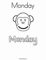 Monday Coloring Word Practice Writing Print Twistynoodle Today Ll Outline Noodle Favorites Login Add sketch template
