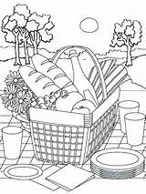 Coloring Picnic Pages Summer Basket Kids Printable Food Blanket Color Colouring Drawing Scene Sheets Parents Worksheet Adult Sheet Sketch Print sketch template