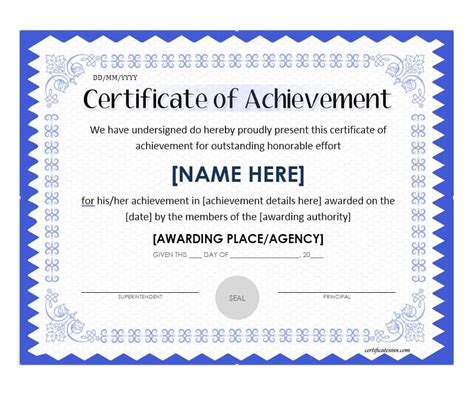 certificate  achievement template pdfs