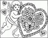 Cupido Colorear Corazon Abrazando sketch template