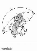 Umbrella Rat Rodent Printcolorfun sketch template
