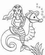 Coloring Seahorse Mermaid Pages Colouring Choose Board sketch template