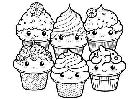 cupcakes style kawaii cupcakes  cakes kids coloring pages