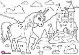 Coloring Unicorns Kids Pages Unicorn Color Printable Easy Castle Children Bubakids Print Animals sketch template