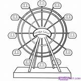Coloring Wheel Ferris Drawing Carnival Draw Pages Rides Step Online Park Fair Cartoon Amusement Stuff Catcher Dream Choose Board Wheels sketch template