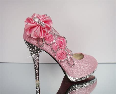 2015 pink luxury bling women pumps 10cm high heels wedding shoes