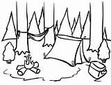 Camping Coloring Pages Camp Fire Tent Bag Print sketch template