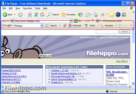 google toolbar    windows filehippocom