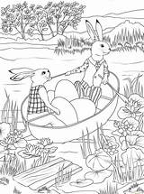 Ostern Pasen Erwachsene Volwassen Ausmalbilder Malvorlage Hasen Volwassenen Kids Tragen Eier sketch template