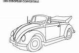 Beetle Coloring Pages Car Convertible Vw sketch template