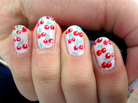 plumeriapainted sweet  cherry nails