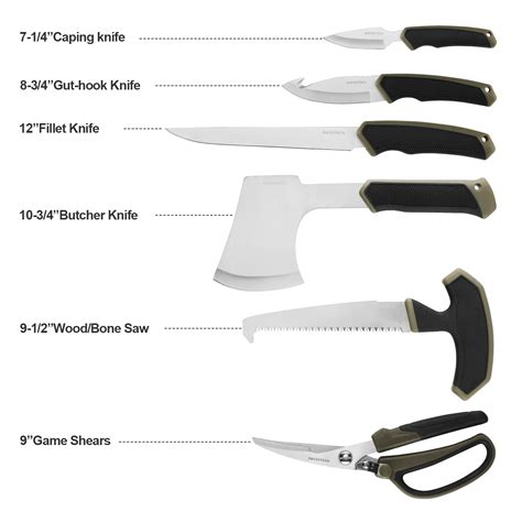 Swiss Tech Field Dressing Kit 10 Piece Hunting Knife Set With Caping