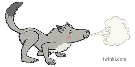 big bad wolf blowing   pigs ks illustration twinkl