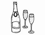 Champagne Coloring Wine Bottle Glass Glasses Drinks Pages Coloringcrew sketch template