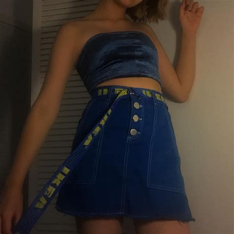 ikea ikea outfit blue blueoutfit aesthetic velvet skirt tubetop