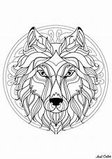 Mandala Coloring Mandalas Wolf Pages Head Difficult Kids Color Animals Adults Complex Patterns Animal Geometric Simple Justcolor Beautiful Loup Printable sketch template