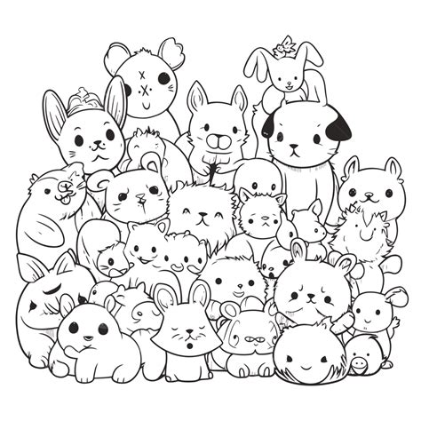 printable cute animal coloring pages  kids  adults