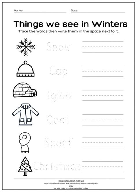 printable winter worksheets