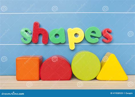 colorful magnetic letter spelling shapes stock photo image