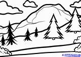 Scenery Coloring Kids Pages Clipart Drawing Library Draw Landscape sketch template