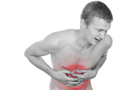 male torso pain   abdomen stock image image  white pain