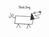 Stick Dog Colouring sketch template