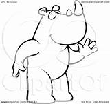 Clipart Waving Rhino Cartoon Friendly Standing Coloring Rhinoceros Thoman Cory Outlined Vector Clip Clipartpanda sketch template