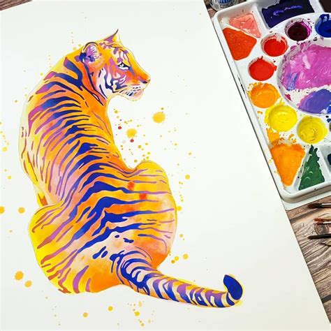 bengal tiger watercolor  samnagelart   gouache art art