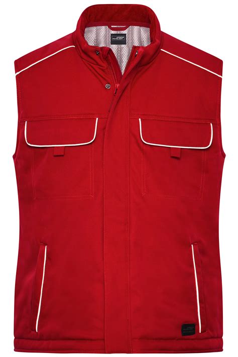 unisex workwear softshell padded vest solid red workweartextilien