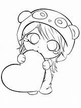 Panda Heart Easy Anime Chibi Cute Drawing Girl Pages Deviantart Drawings Coloring Kawaii Draw Simple Linearts Base Sketch Manga Sketches sketch template