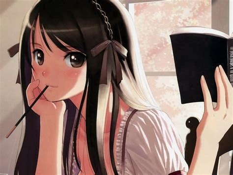 girl reading book anime character hd wallpaper preview wallpapercom
