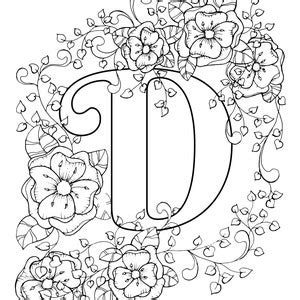 floral alphabet coloring pages printable  bundle etsy