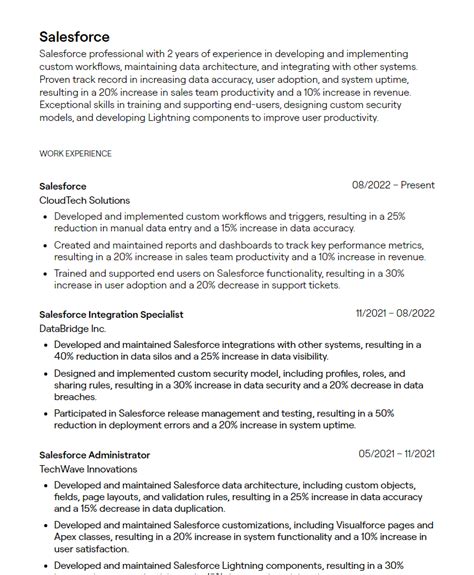 salesforce resume examples  guidance