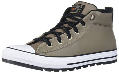 converse chuck taylor  star leather street mid top sneaker  black