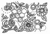 Bumblebees Zinnias sketch template